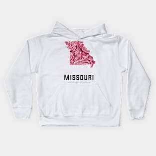 Missouri state map abstract red Kids Hoodie